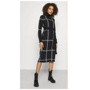 Barbour Aldora Windowpane Long Sleeve Cotton Blend Sweater Dress  (US/12)
